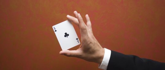 Magician make performance with card