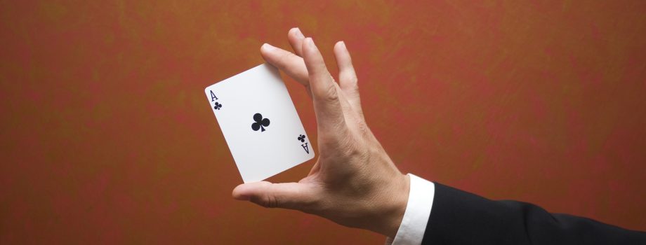 Magician make performance with card